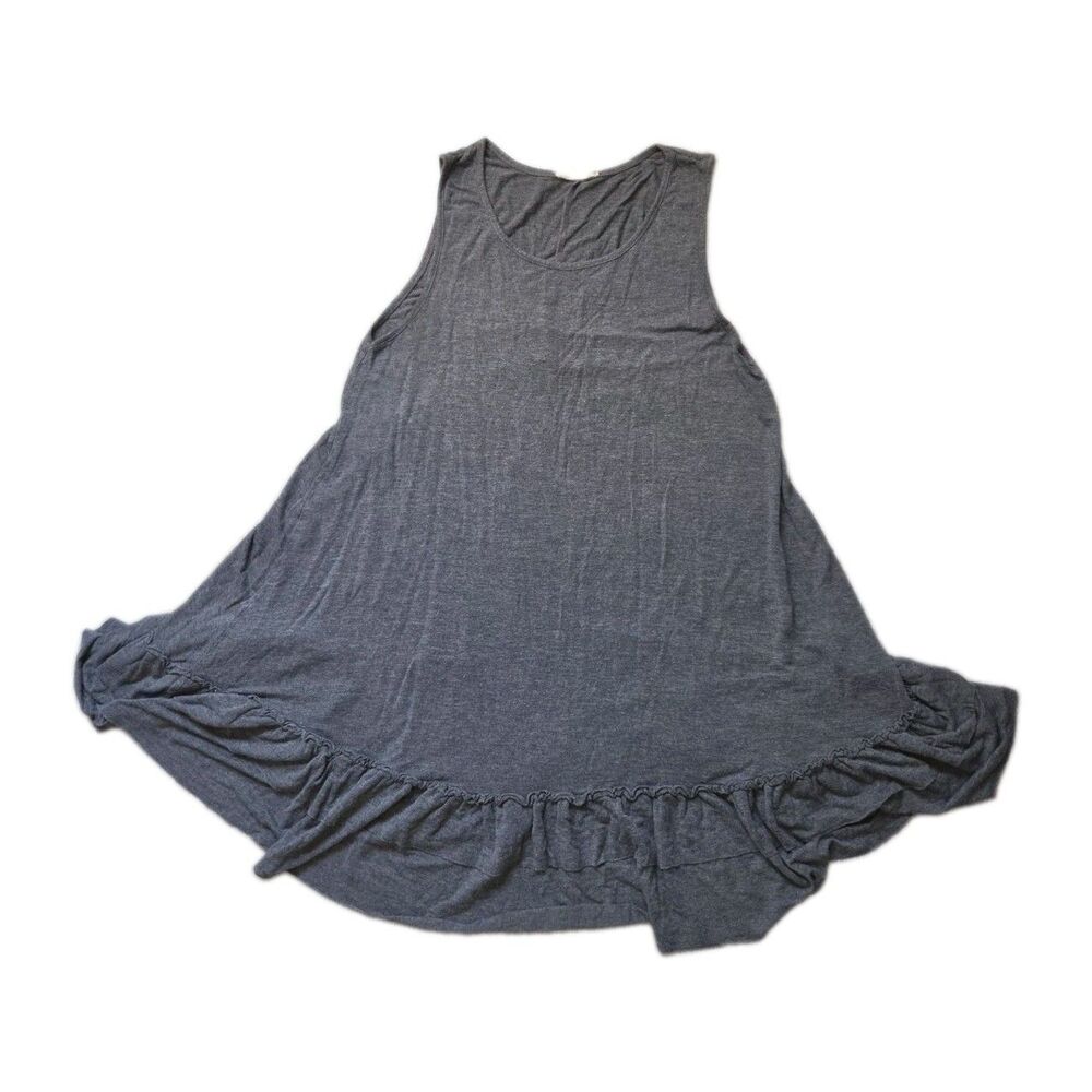 Easel Los Angeles Gray Ruffle Hem Sleeveless Swing Dress Soft Stretch Size M EUC